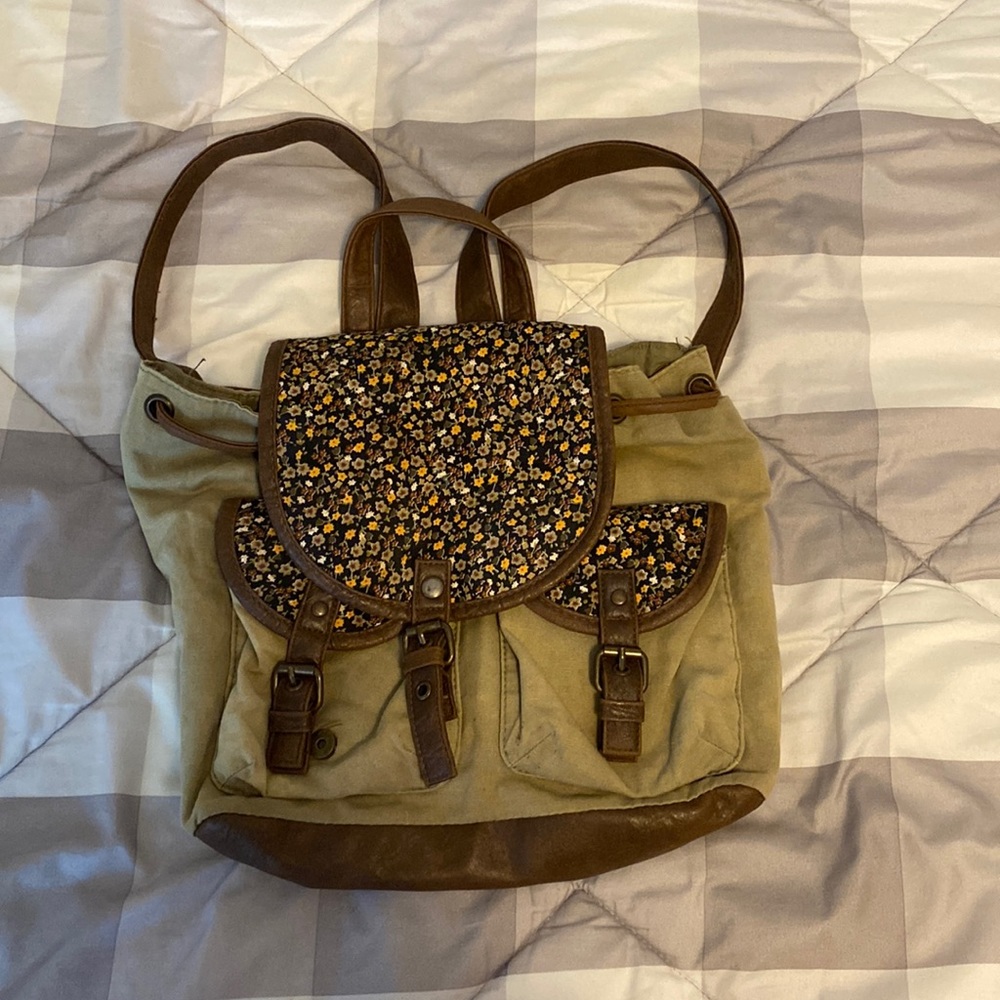Army green mini draw string book bag